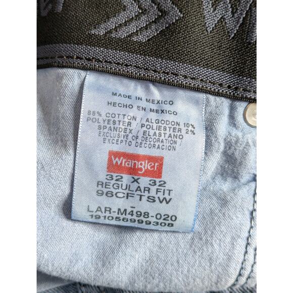 Wrangler Regular Fit Jeans Mens 32x32 Blue Straight Leg Denim Dark Wash - Picture 6 of 6